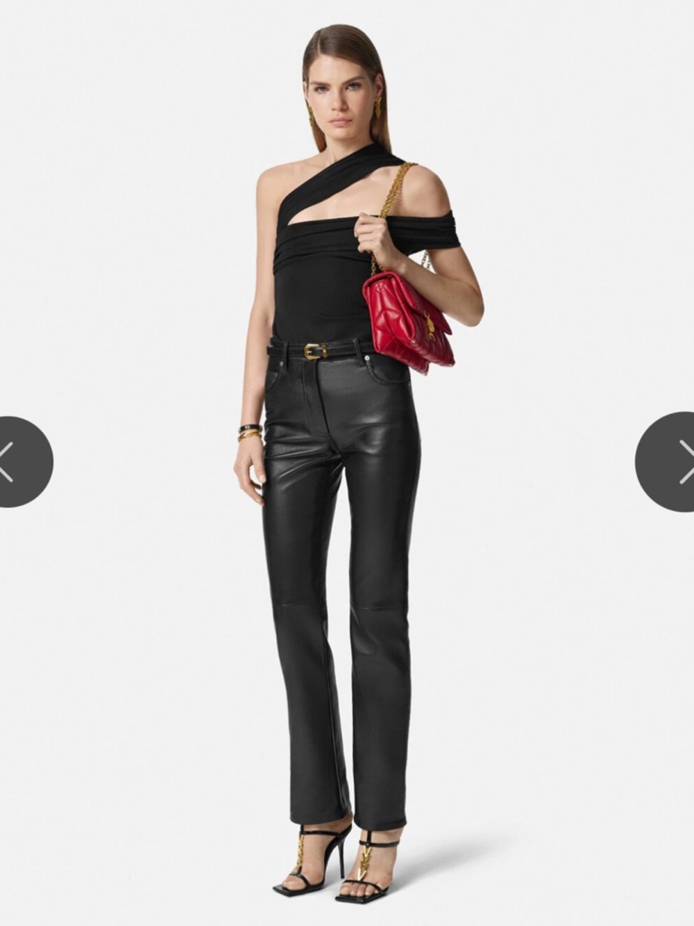 Versace NWT One Shoulder Gathered Top Black Techno Pique Stretch Size IT 36/XS - Picture 6 of 11